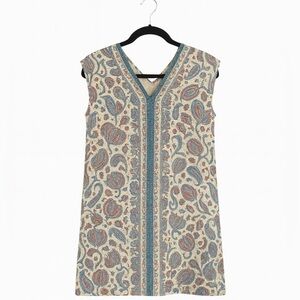 Loft Women's Petite Medium Sleeveless Lined Summer Shift Dress Paisley Print.